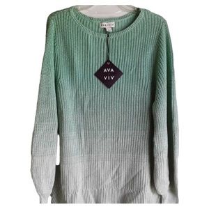 Ava&Viv Crewneck Pullover Sweater Teal ombré 4X NWT
